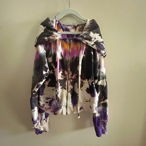 tie dye, crop, zip u sweater 🤍